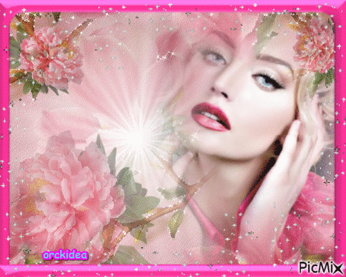 Tableau femme rose - GIF animasi gratis