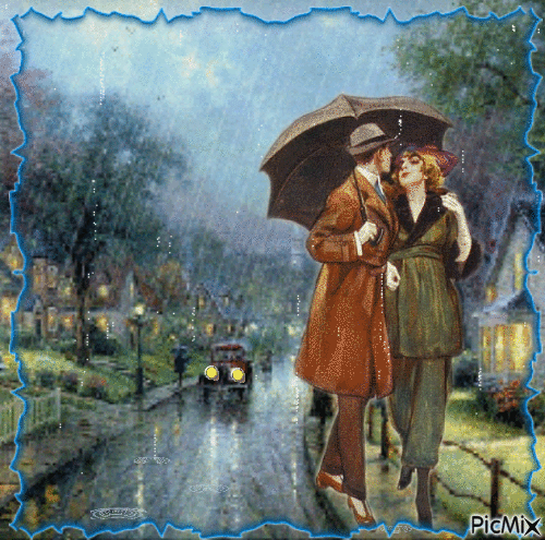 Contest  A rainy day - Vintage - Free animated GIF