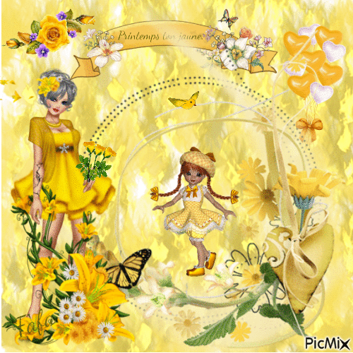 printemps  en jaune - Nemokamas animacinis gif