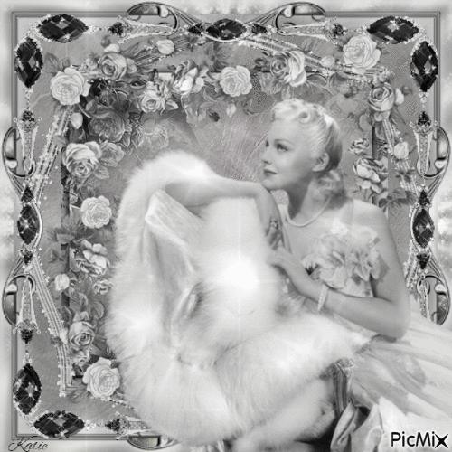 Vintage lady in black and white - GIF animé gratuit
