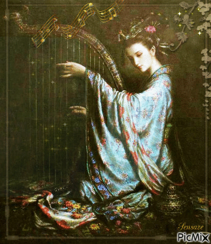 Playing the harp - Gratis geanimeerde GIF