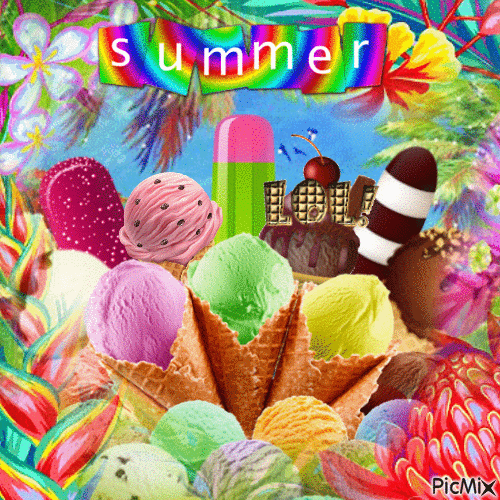 Summer time with Ice Cream - 免费动画 GIF