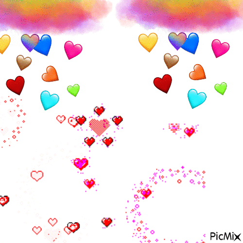 Plui de cœur multicolore - GIF animasi gratis