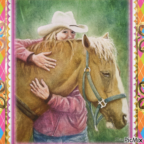 A GIRL AND HER HORSE - GIF animado gratis