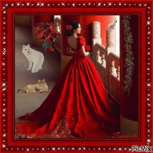 Mulher de vermelho - Безплатен анимиран GIF