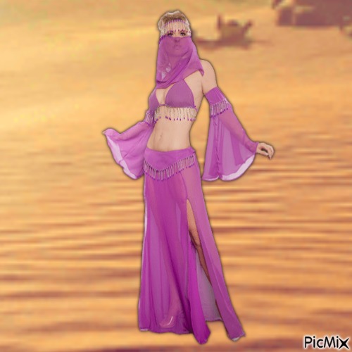 belly dancer in desert (my 2,800th PicMix) - gratis png