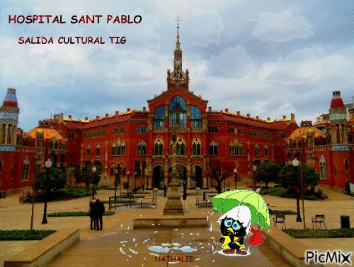 HOSPITAL DE SANT PABLO BAJO LA LLUVIA - GIF animado gratis