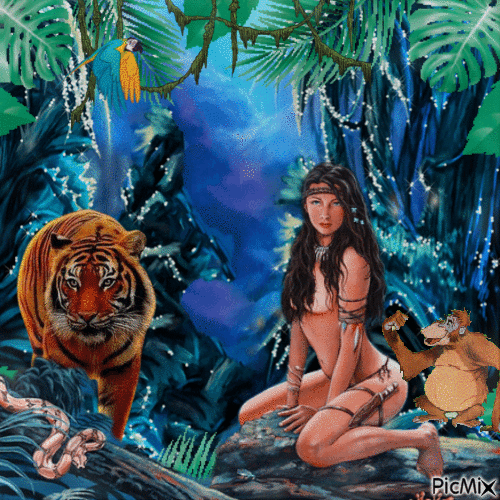 Jungle girl - GIF animado grátis