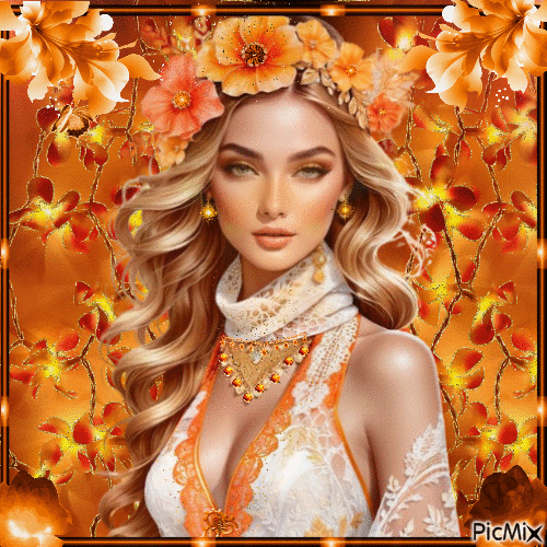 Retrato en paleta de colores naranja - Ingyenes animált GIF
