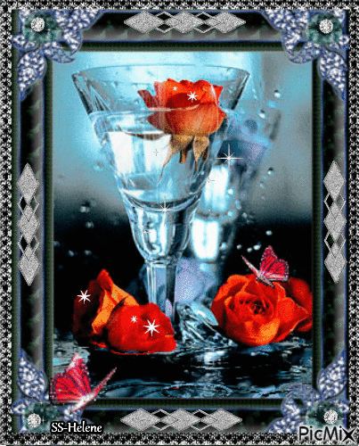A rose in the glass. - Gratis animerad GIF