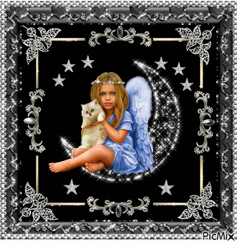 Angel on the moon - GIF animé gratuit
