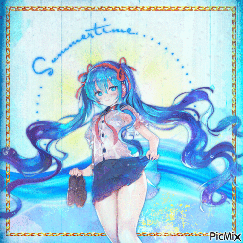 Miku in Summertime - Free animated GIF