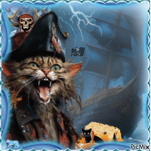 Cat Pirate - GIF animasi gratis