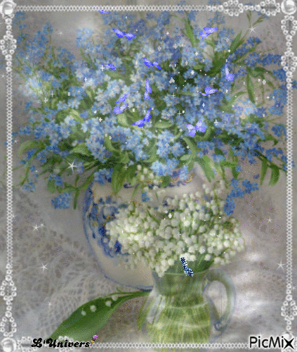 bouquet bleu - Бесплатный анимированный гифка