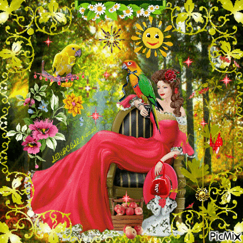 Lady In Red Dress - GIF animate gratis