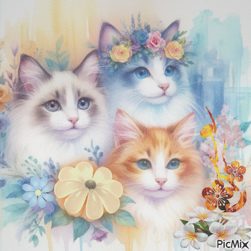 trois chaton - Besplatni animirani GIF