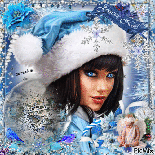 Blue Christmas winter - Laura - GIF animé gratuit