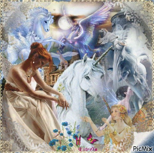 The Fairies and Unicorns - Free animated GIF