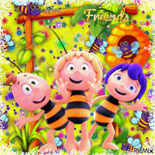 Bee friends - GIF animé gratuit