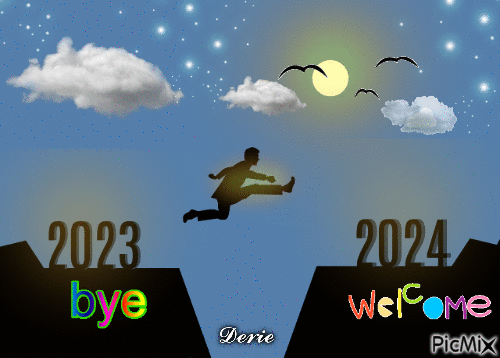 Bye 2023,Welcome 2024 - Free animated GIF