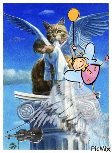 Gatos y ángeles... - GIF animé gratuit