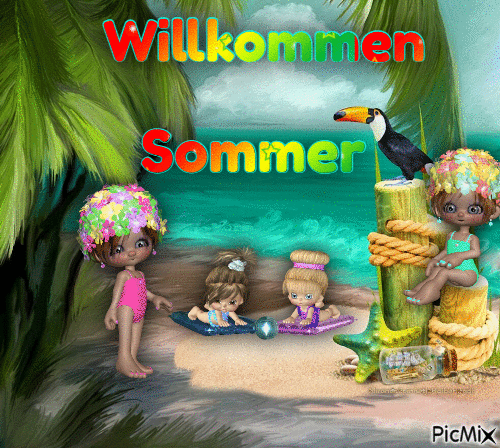 Willkommen Sommer - Animovaný GIF zadarmo