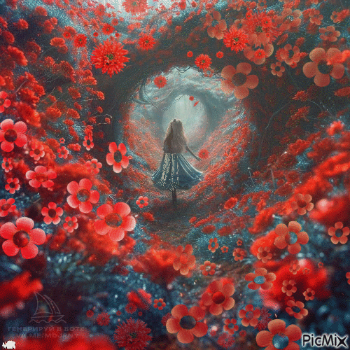 World of red flowers - Ingyenes animált GIF