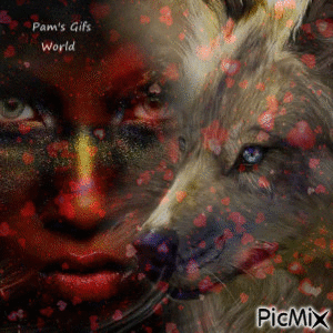 Lady and Wolf - Darmowy animowany GIF