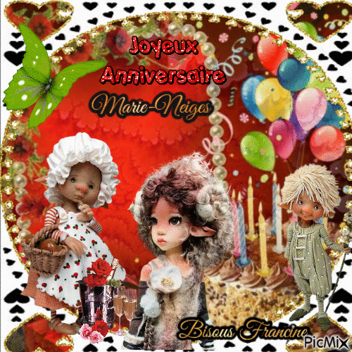 Joyeux Anniversaire  a mon amie Marie-Neiges ♥♥♥ - Darmowy animowany GIF