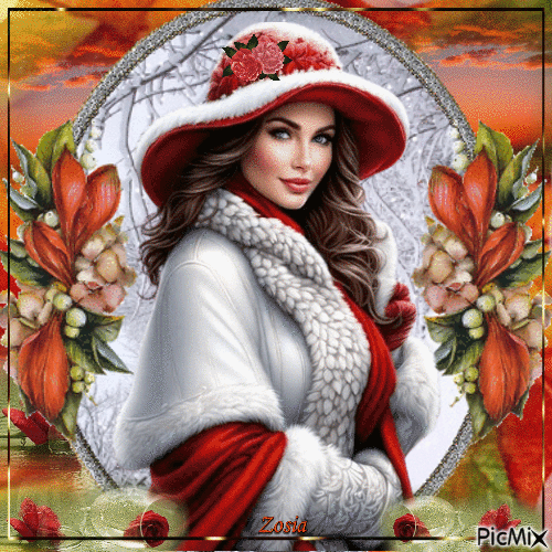 Portret na białoczerwonym tle - Ingyenes animált GIF
