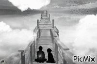 Meditando en las nubes animovaný GIF