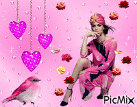 la femme en rose - Безплатен анимиран GIF