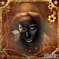 Portrait femme marron et or. - GIF animé gratuit