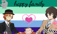 A very happy family ( Dazai, Chuuya and george) анимированный гифка