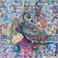 When the owl sings, the night is silent. GIF animado