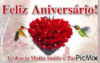 Feliz Aniversário - Te desejo Muita Saúde e Paz - Бесплатный анимированный гифка