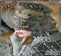 Portrait Woman Colors Hat Deco Butterfly Glitter Glamour анимиран GIF