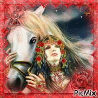Woman and horse - Besplatni animirani GIF