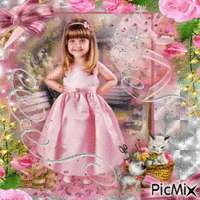 La Jeune Fille en rose - GIF animé gratuit