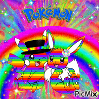 Rainbow Pikachu and Eevee