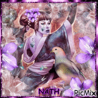 beauté chinoise rose et violet,nath - GIF animado grátis