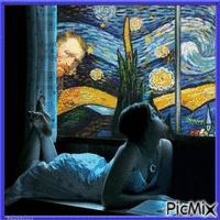 Sternenregen mit Van Gogh - Gratis geanimeerde GIF