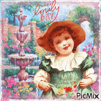 Have a lovely day. Girl . Garden 动画 GIF