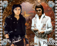 Hommage a nos deux plus grand chanteur Mickael Jackson et Elvis Presley ♥♥♥ анимированный гифка