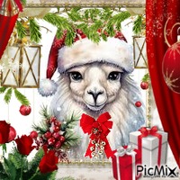 Llama christmas - GIF animé gratuit