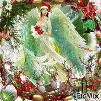 angelo natalizio verde - laurachan animuotas GIF