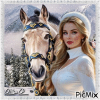 the girl and the horse . - GIF animate gratis