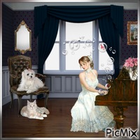 Playing For Her Pets - Free PNG