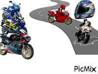 course de moto GIF animé