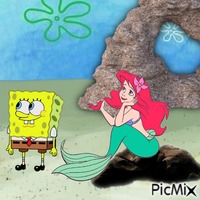 Spongebob and Ariel looking at the clouds